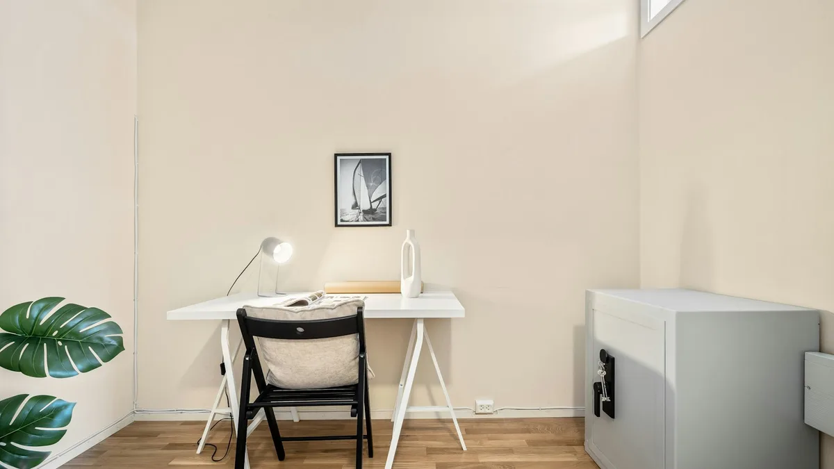 A quiet home office and desk